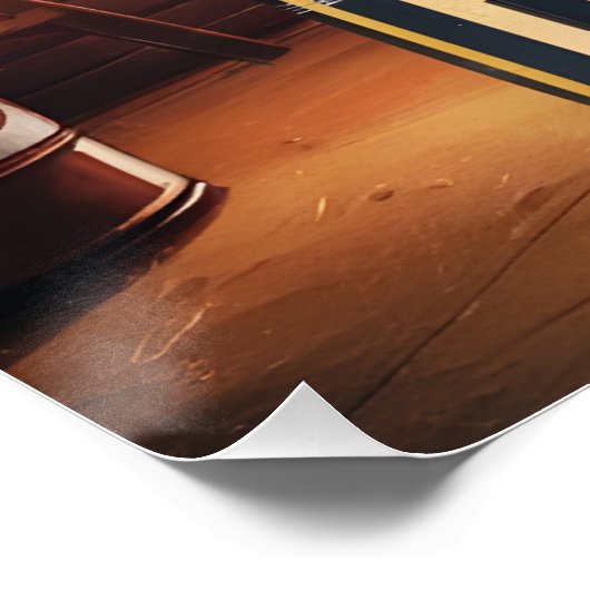 パパガレージレトロヴィンテージ車の標識 ポスター (コーナー)