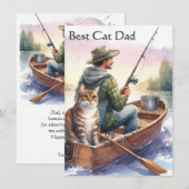 パパキャット最高のパパフラットカード付き魚釣り 招待状 (正面/裏面)