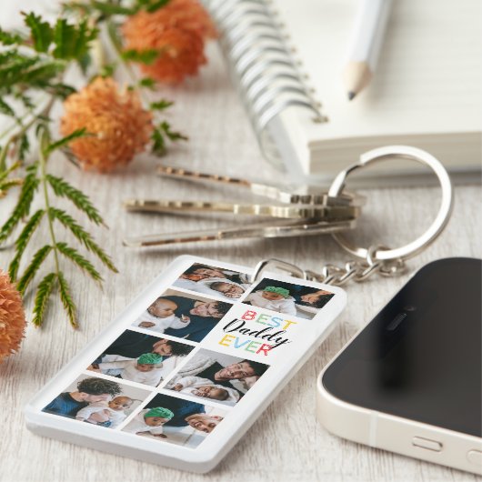 パパギフト7フォトコラージュ最高のダディエバー キーホルダー (正面右)