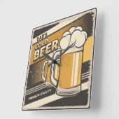 パパクラシックコールドビール スクエア壁時計 (傾斜)