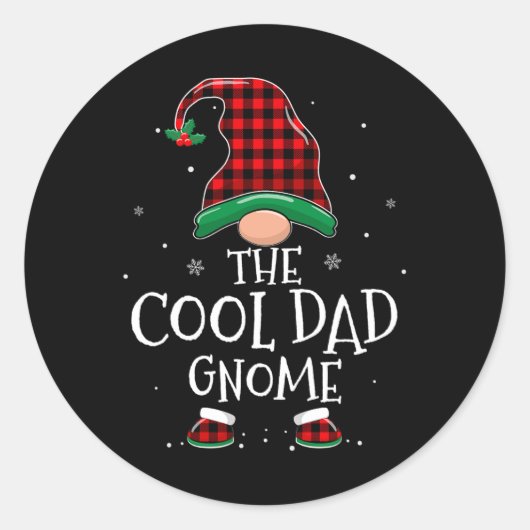 パパクール格言クリスマスファミリーマッチングプレイドクリスマ ラウンドシール (正面)