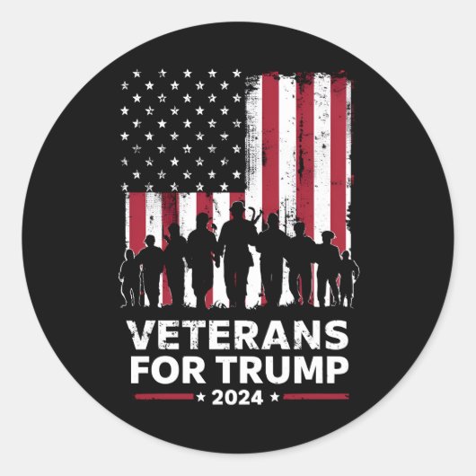パパグランドパ退役軍人トランプ2024米国国旗 ラウンドシール (正面)