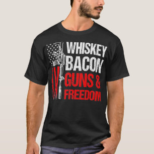 パパグランパ退役軍人米国国旗ウイスキーベーコンガンフレー Tシャツ