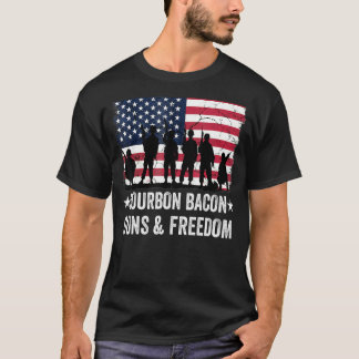 パパグランパ退役軍人米国国旗Bourbonベーコンガンフレ Tシャツ