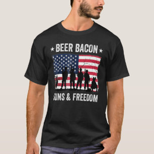 パパグランパ退役軍人米国旗ビールベーコンガンフリードー Tシャツ