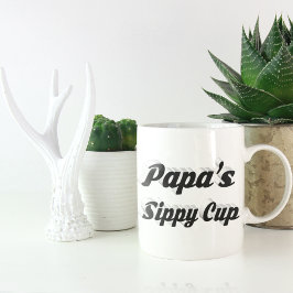 パパコーおもしろいヒ引用文ブラックハーフ文字 ジャンボコーヒーマグカップ