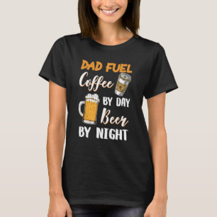 パパコーヒーを昼ビールで夜のハッピーファーザー Tシャツ