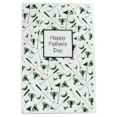 パパゴルフ白い緑の黒い幸せな父親の日 ミディアムペーパーバッグ (正面)