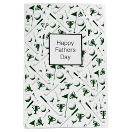 パパゴルフ白い緑の黒い幸せな父親の日 ミディアムペーパーバッグ