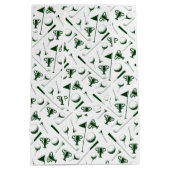 パパゴルフ白い緑の黒い幸せな父親の日 ミディアムペーパーバッグ (裏面)