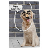 パパゴールデンレトリバーと口ひげマスク ミディアムペーパーバッグ (正面)