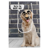 パパゴールデンレトリバーと口ひげマスク ミディアムペーパーバッグ (裏面)