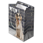 パパゴールデンレトリバーと口ひげマスク ミディアムペーパーバッグ (裏面アングル)