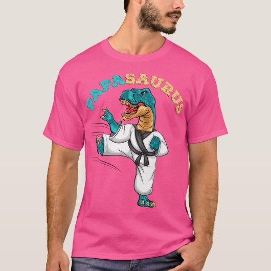 パパサウルスおもしろいトレックス空手 Tシャツ (正面)