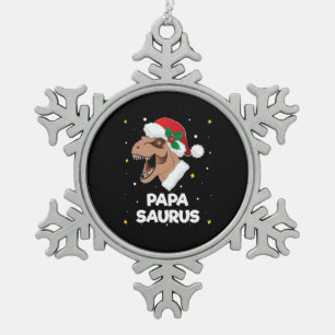 パパサウルスサンタクロース恐竜のクリスマス スノーフレークピューターオーナメント