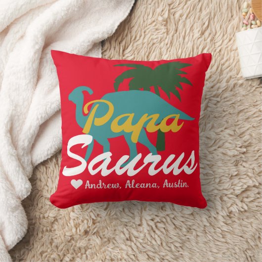パパサウルスシンプルシックネームパーソナライズされたカスタム クッション (ブランケット)