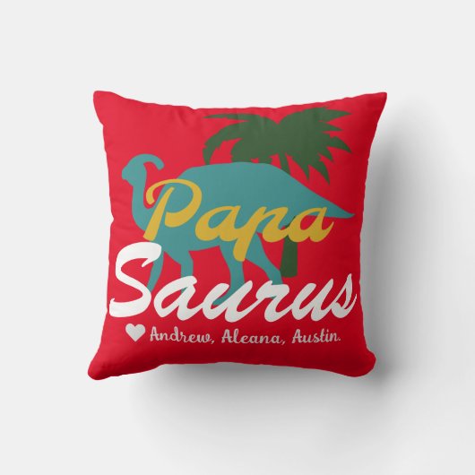 パパサウルスシンプルシックネームパーソナライズされたカスタム クッション (裏面)