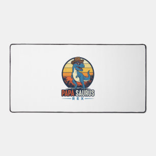 パパサウルスレックスカウボーイ恐竜ヴィンテージTシャツ_1 デスクマット