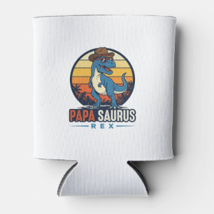 パパサウルスレックスカウボーイ恐竜ヴィンテージTシャツ_1 缶クーラー