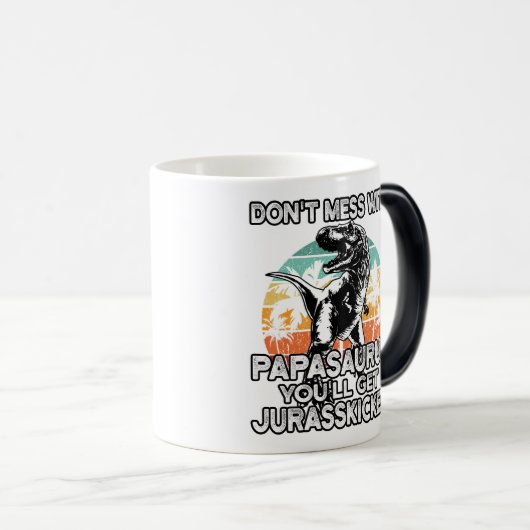 パパサウルスレトロヴィンテージTレックスパパサウルスメンズ モーフィングマグカップ (正面右)