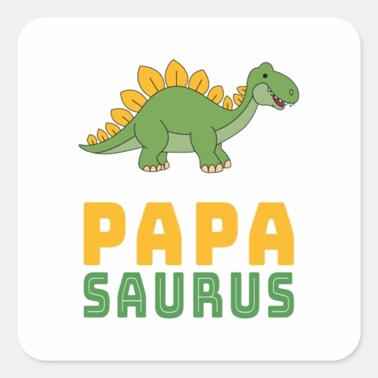 パパサウルス恐竜ステゴサウルス父の日 スクエアシール (正面)