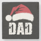 パパサンタクリスマスファミリーマッチングパジャマスパパ ストーンコースター (正面)