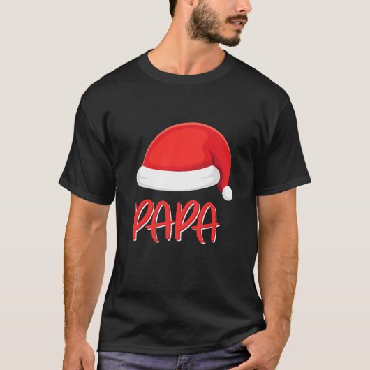 パパサンタハットマッチファミリークリスマスパパ Tシャツ (正面)