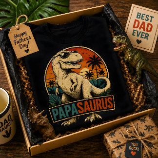 パパザウルス T-Rex 恐竜 レトロ ビンテージ サンセット Tシャツ