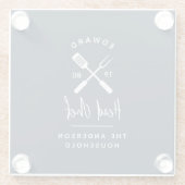 パパシェフ代表のbbqグリルクリスマスモダン ガラスコースター (裏面)