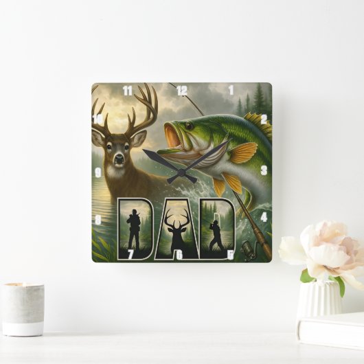 パパシカ狩り魚釣り野生生物 スクエア壁時計 (ホーム)