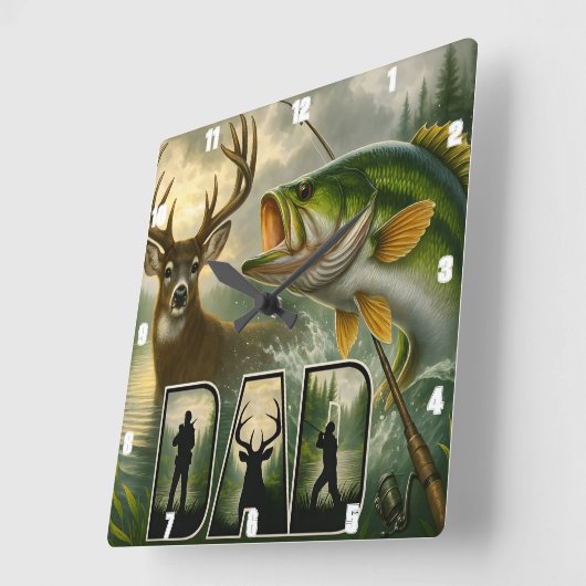 パパシカ狩り魚釣り野生生物 スクエア壁時計 (傾斜)