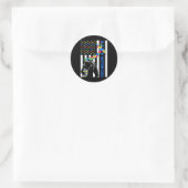 パパシャツ自閉症啓発アメリカ国旗の父親 ラウンドシール (バッグ)