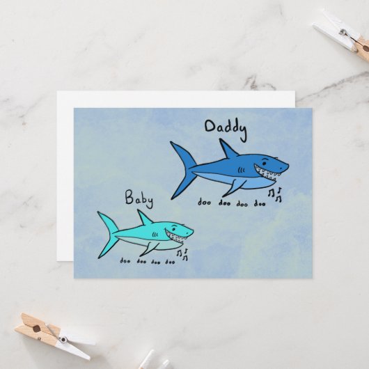 パパシャークとベイビーシャークの楽しい父の日 カード (正面/裏面インサイチュ)