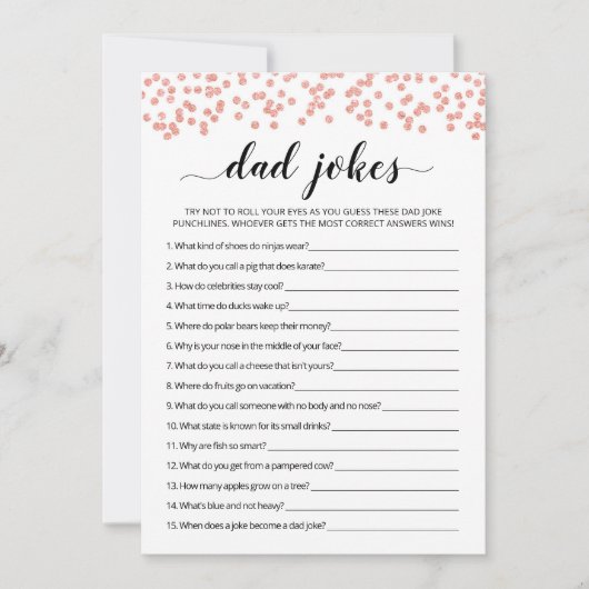 パパジョークと回答ベイビーシャワーゲームカード 招待状 (正面)