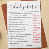 パパジョークカードと回答鍵ベビーシャワーゲーム 招待状