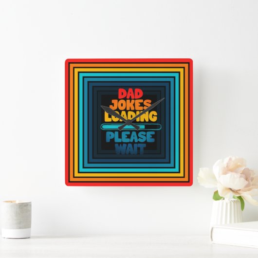 パパジョーク読み込みナイス待ち文字デザイン スクエア壁時計 (ホーム)