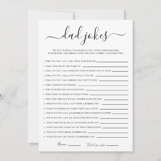 パパジョーク赤ちゃんシャワーゲーム 招待状 (正面)