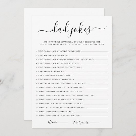 パパジョーク赤ちゃんシャワーゲーム 招待状 (正面/裏面)