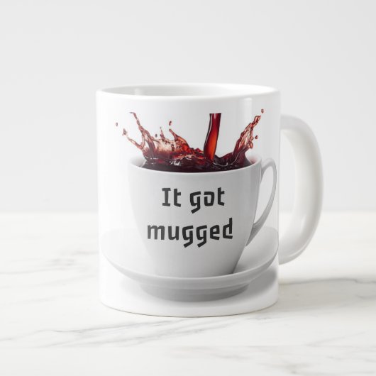 パパジョーク:なぜコーヒーは警察の報告を提出した? ジャンボコーヒーマグカップ (正面右)