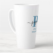 パパスクリプエレガントトモノグラムブルーホワイトラテマグ カフェラテマグ (左アングル)