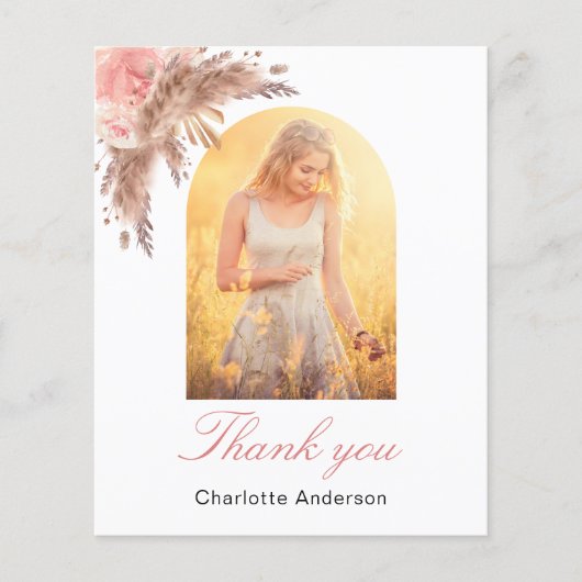 パパスグラス赤面ピンクサンキューカード (正面)