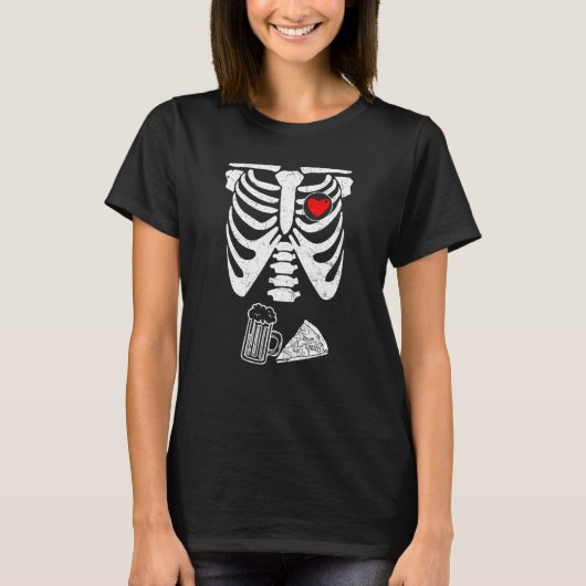 パパスケルトンハロウィンビアピザ妊娠クープ Tシャツ (正面)