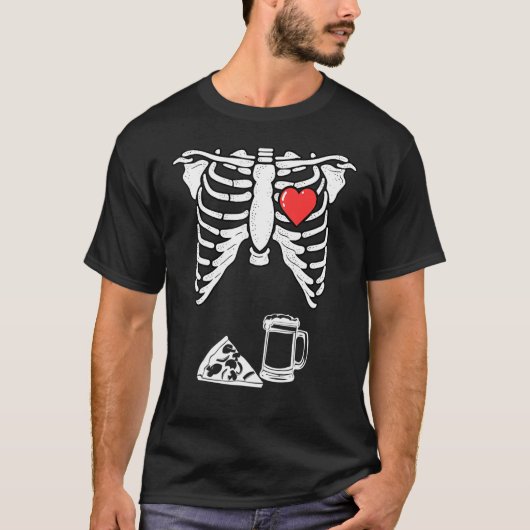 パパスケルトンハロウィンビアピザ妊娠クープ Tシャツ (正面)