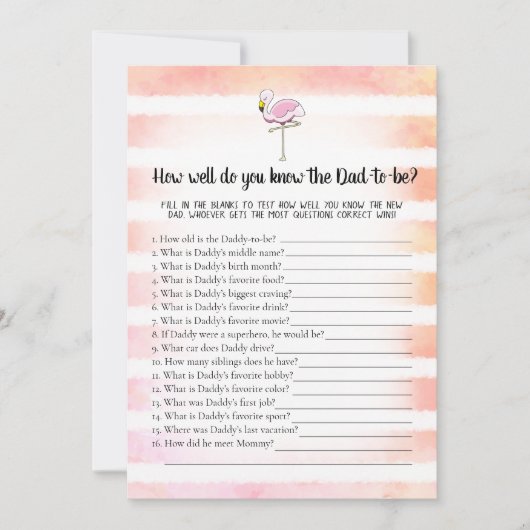 パパストライプのゲームを知っているコーラルフラミンゴ最高の 招待状 (正面)