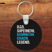 パパスーパーヒーローバドミントンコーチバおもしろいドミントンコーク キーホルダー (正面)