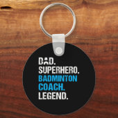 パパスーパーヒーローバドミントンコーチバおもしろいドミントンコーク キーホルダー (正面)
