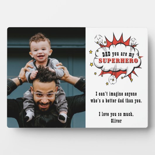 パパスーパーヒーローマンガスピーチバブル父の日 フォトプラーク (正面)