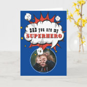 パパスーパーヒーロー漫画のスピーチの父の日 カード (黄色い花)