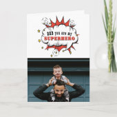 パパスーパーヒーロー漫画のスピーチの父の日 カード (正面)