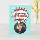 パパスーパーヒーロー漫画のスピーチの父の日 カード (黄色い花)